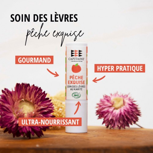 Baume à lèvres bio - pêche exquise - Capitaine Cosmétiques