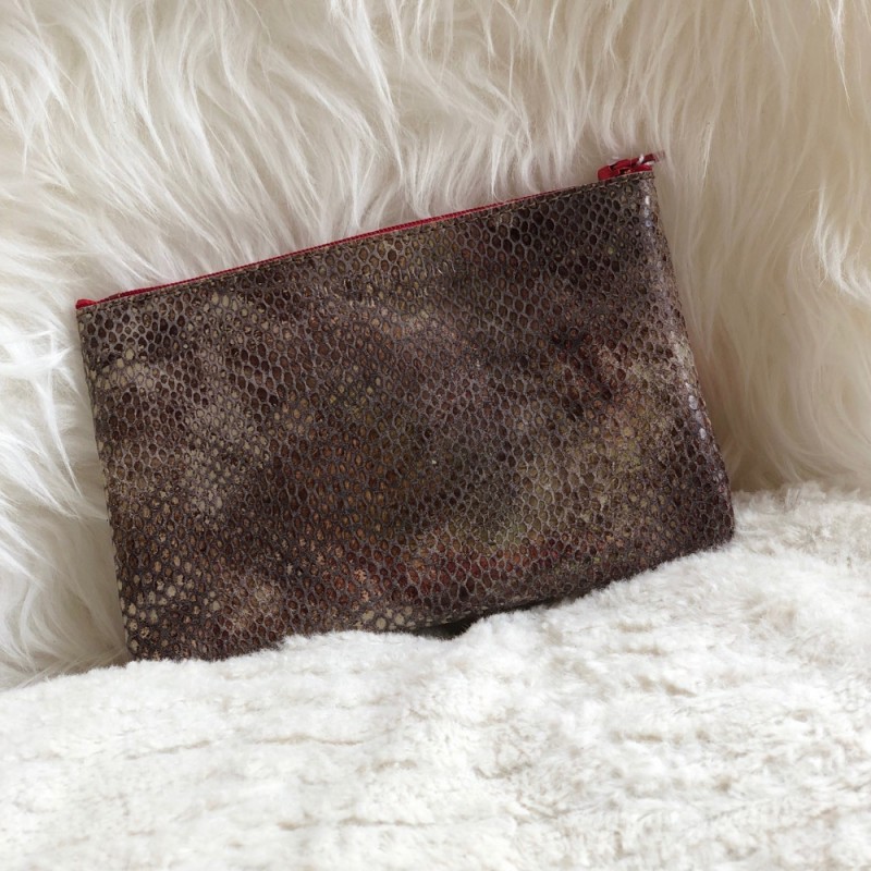 Pochette beige snake S ou M Voir la slide Pochette beige snake S ou M