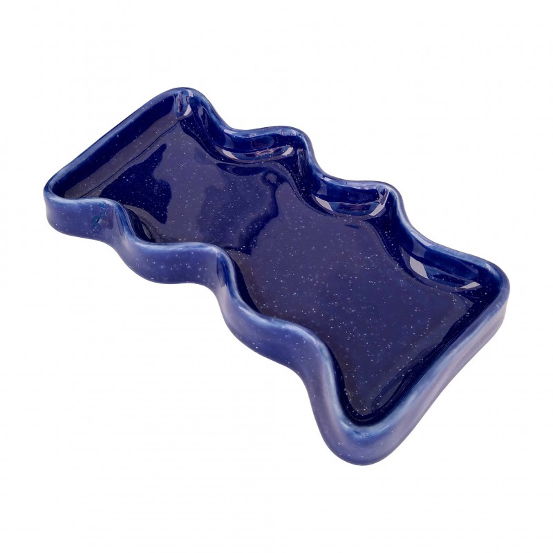 Voir la slide 5MM Paper - Plateau vague en Céramique - Rectangle bleu