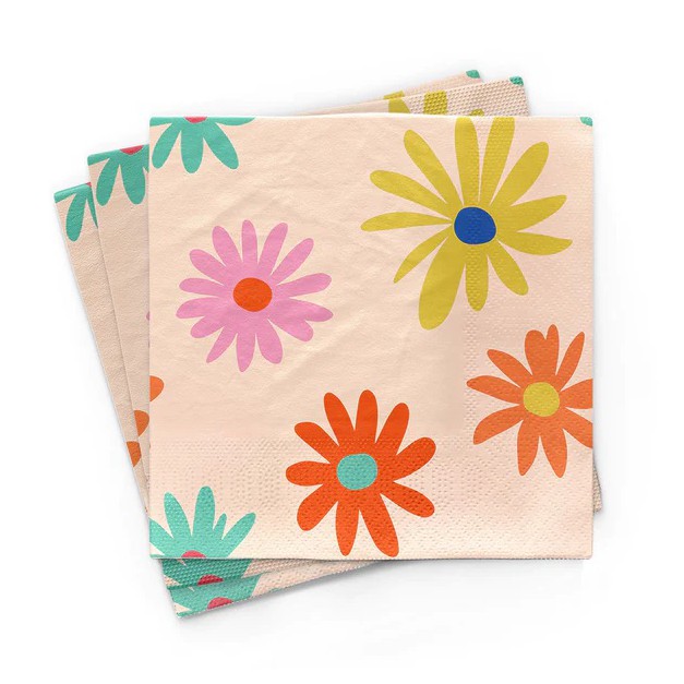 20 Serviettes Bambou 33x33 cm - flower power - Chic Mic