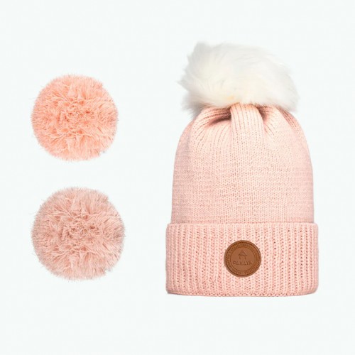 Cabaïa - Bonnet + 3 pompons - Irish Coffee Rose Cabaïa - Bonnet + 3 pompons - Irish Coffee Rose