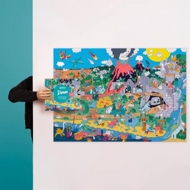 Voir la slide Omy - Poster et Stickers - Dinos - cherche & trouve