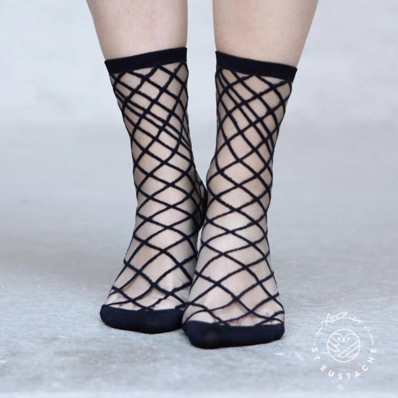 Chaussettes transparentes Brooklyn Bridge Black - Atelier Saint-Eustache Voir la slide Chaussettes transparentes Brooklyn Bridge Black - Atelier Saint-Eustache