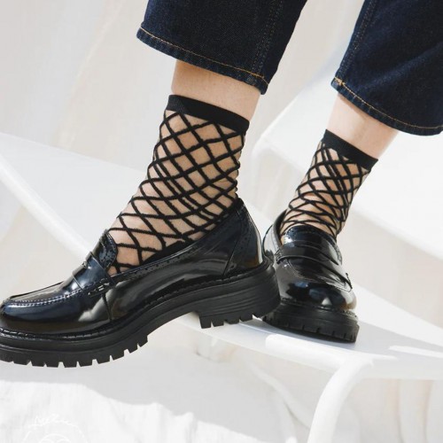 Chaussettes transparentes Brooklyn Bridge Black - Atelier Saint-Eustache Chaussettes transparentes Brooklyn Bridge Black - Atelier Saint-Eustache