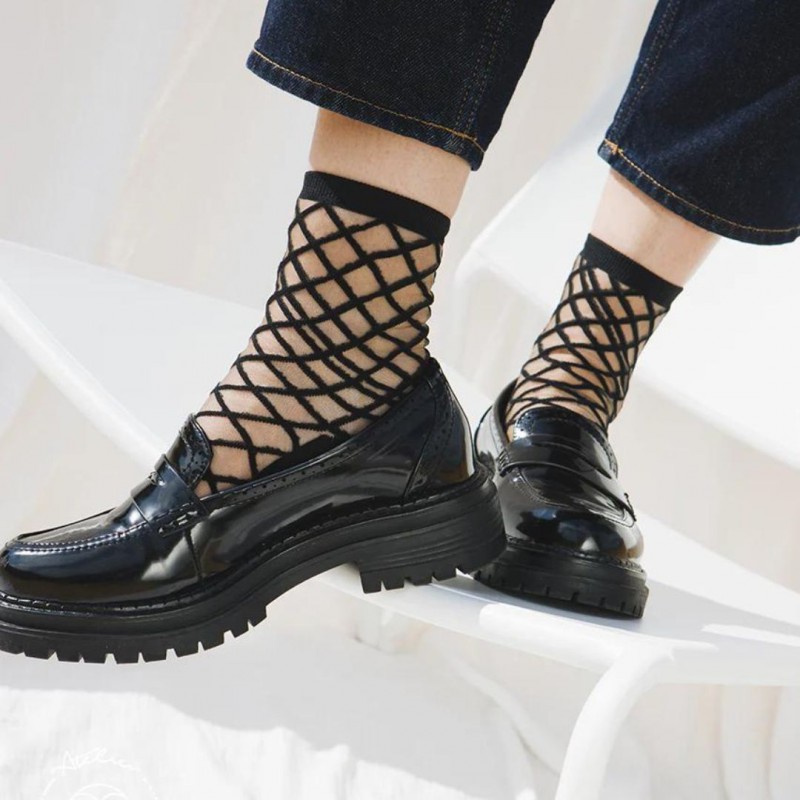 Chaussettes transparentes Brooklyn Bridge Black - Atelier Saint-Eustache Voir la slide Chaussettes transparentes Brooklyn Bridge Black - Atelier Saint-Eustache
