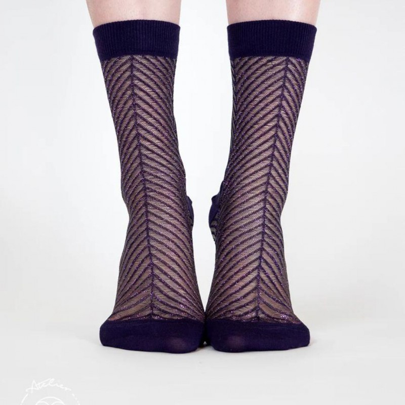 Chaussettes transparentes Sapin Violet - Atelier Saint-Eustache Voir la slide Chaussettes transparentes Sapin Violet - Atelier Saint-Eustache