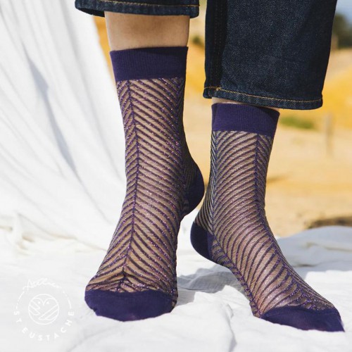 Chaussettes transparentes Sapin Violet - Atelier Saint-Eustache Chaussettes transparentes Sapin Violet - Atelier Saint-Eustache
