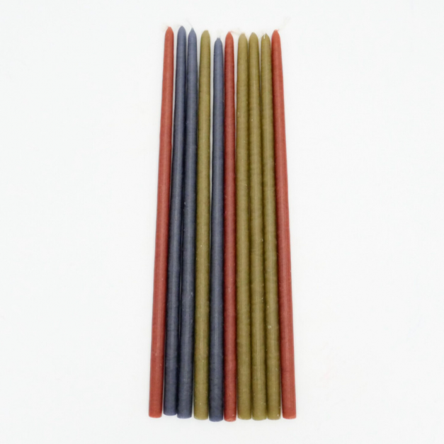 Coffret 10 bougies fines Ikat Kaki - Maison Pechavy