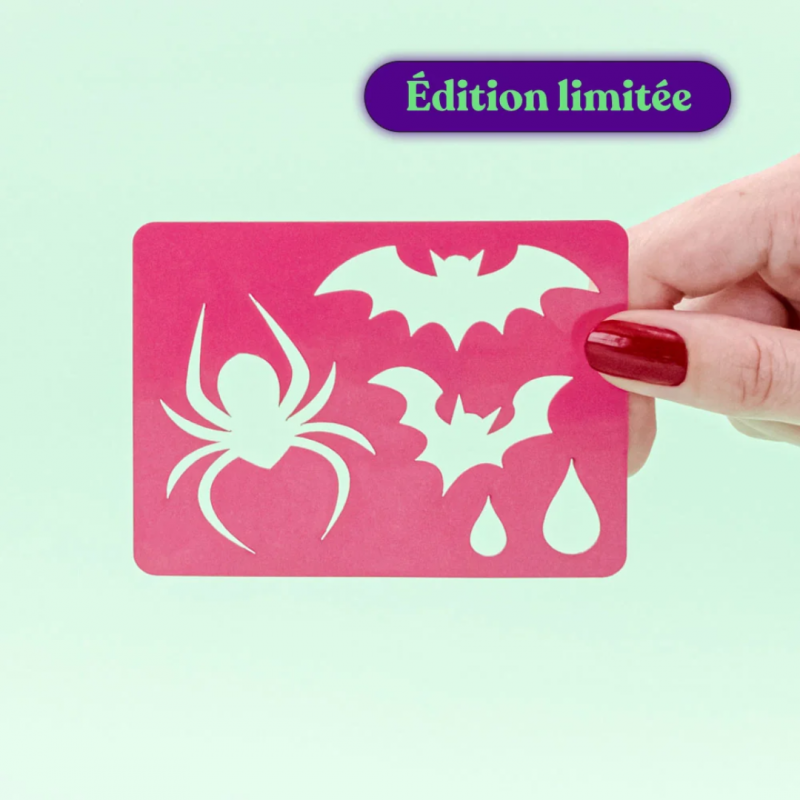 Pochoir Halloween Si Si La Paillette - Tatouages Pailletés Réutilisables Voir la slide Pochoir Halloween Si Si La Paillette - Tatouages Pailletés Réutilisables