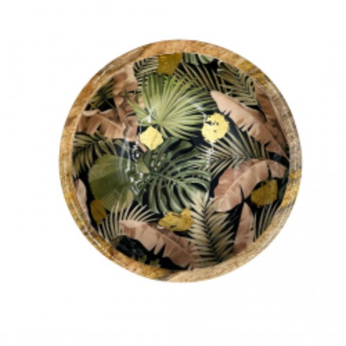 Plat en bois de manguier 18 cm - Feuilles de palmier - By Room Plat en bois de manguier 18 cm - Feuilles de palmier - By Room