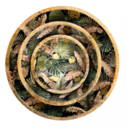 Plat en bois de manguier 18 cm - Feuilles de palmier - By Room Plat en bois de manguier 18 cm - Feuilles de palmier - By Room