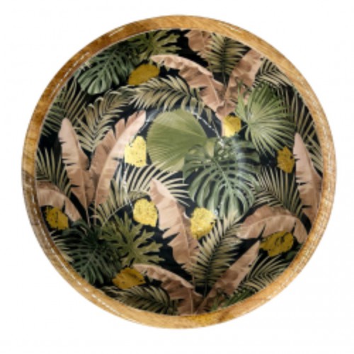 Plat en bois de manguier 25 cm - Feuilles de palmier - By Room Plat en bois de manguier 25 cm - Feuilles de palmier - By Room
