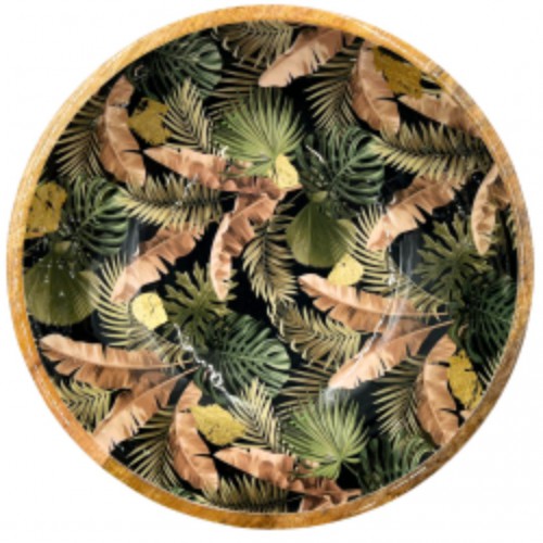 Plat en bois de manguier 38 cm - Feuilles de palmier - By Room