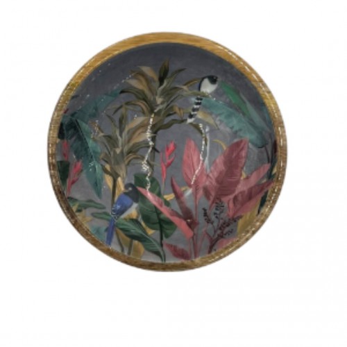 Plat en bois de manguier 18 cm - Perroquets - By Room