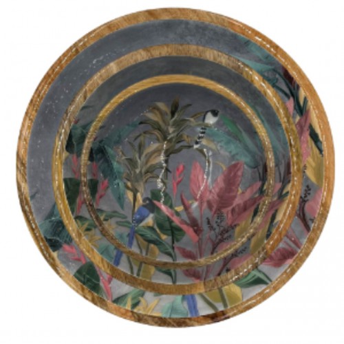Plat en bois de manguier 38 cm - Perroquets - By Room Plat en bois de manguier 38 cm - Perroquets - By Room
