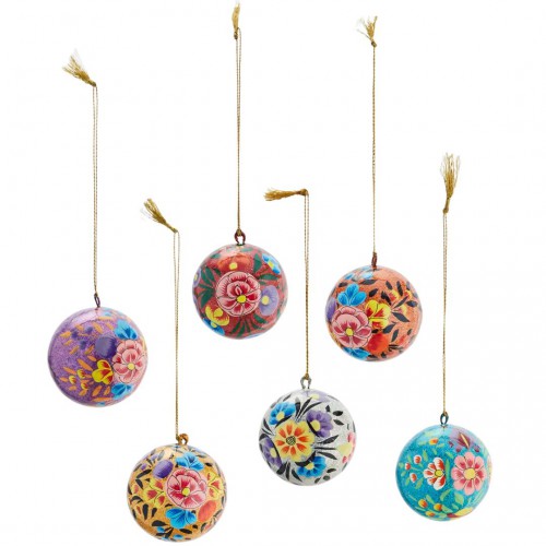 Boules de Noël papier mâché - Set de 6 - Madam Stoltz Boules de Noël papier mâché - Set de 6 - Madam Stoltz