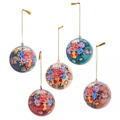 Boules de Noël papier mâché - Set de 5 - Madam Stoltz Boules de Noël papier mâché - Set de 5 - Madam Stoltz