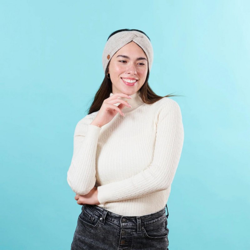 Voir la slide Bandeau Tricoté Vegan Doublé Polaire - Pour Garde-Oreilles Bien au Chaud