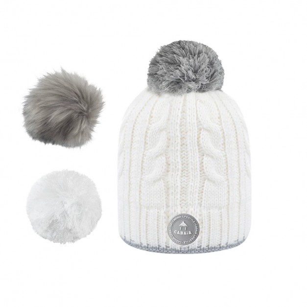 Cabaïa - Bonnet + 3 pompons - Creamy Gin White polar