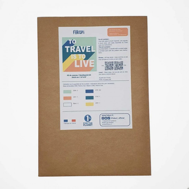 Kit Canevas To travel is to live - Fukuri Voir la slide Kit Canevas To travel is to live - Fukuri