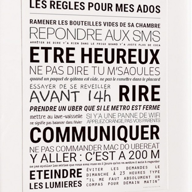 Affiche Les règles pour mes ados - Tout est dit