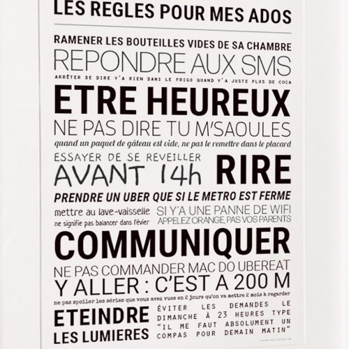 Affiche Les règles pour mes ados - Tout est dit