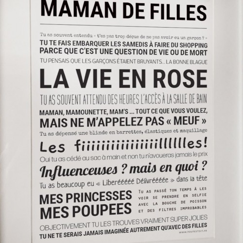 Affiche Maman de filles - Tout est dit Affiche Maman de filles - Tout est dit