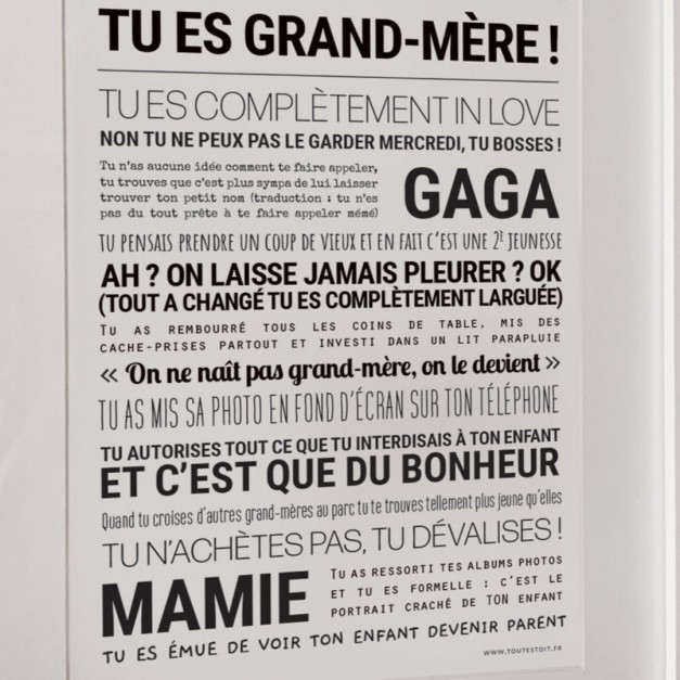 Affiche Tu es grand-mère - Tout est dit