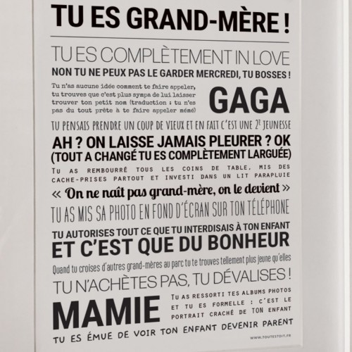 Affiche Tu es grand-mère - Tout est dit Affiche Tu es grand-mère - Tout est dit