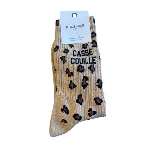 Félicie Aussi - Chaussettes Casse Couille Léopard Sable Félicie Aussi - Chaussettes Casse Couille Léopard Sable