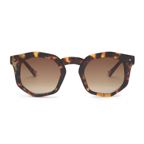 Charly Therapy - Lunettes solaires brunes à monture hexagonale recyclée - Audrey écaille