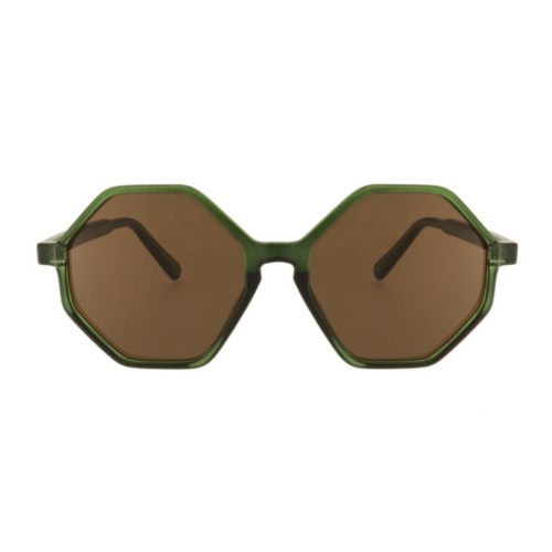 Charly Therapy - Lunettes solaires vertes à monture hexagonale recyclée - Frida olive