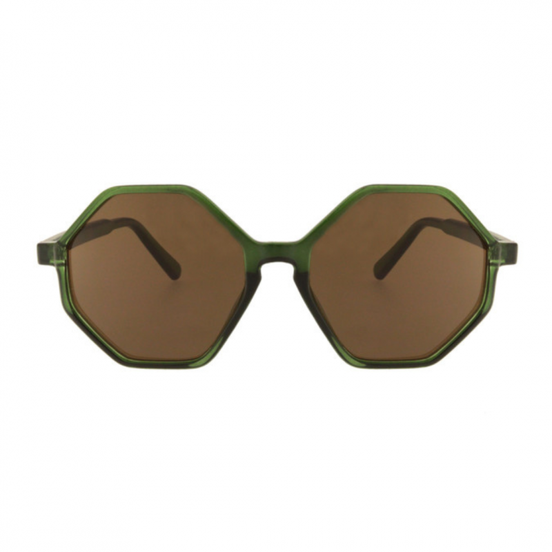 Voir la slide Charly Therapy - Lunettes solaires vertes à monture hexagonale recyclée - Frida olive