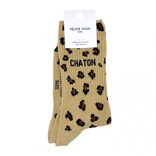Félicie Aussi - chaussettes chaton - léopard sable Félicie Aussi - chaussettes chaton - léopard sable