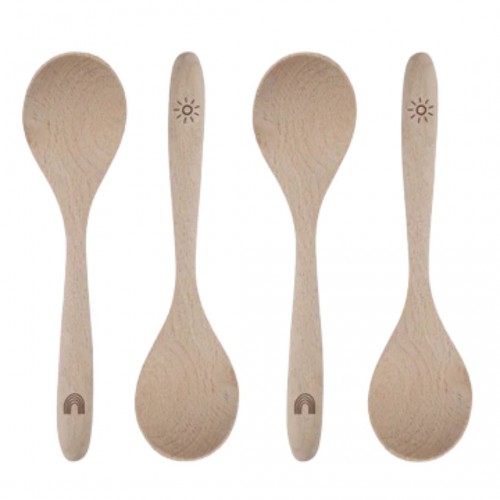 *Set de 4 cuillères en bois Arc-en-ciel/soleil - Eulenschnitt *Set de 4 cuillères en bois Arc-en-ciel/soleil - Eulenschnitt
