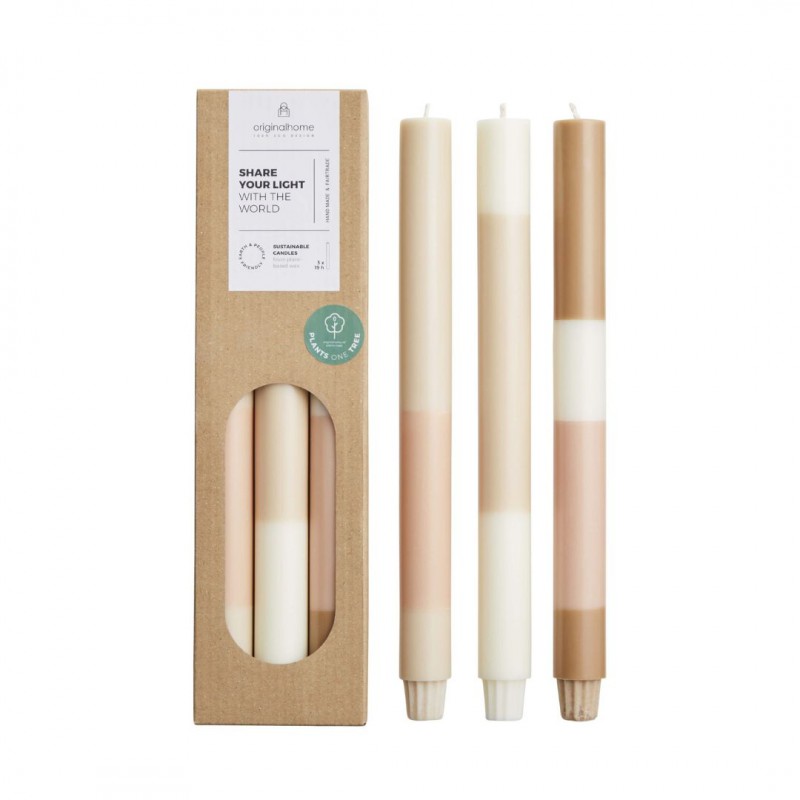 Trio de bougies rayées Candles Limestone - Original Home Voir la slide Trio de bougies rayées Candles Limestone - Original Home