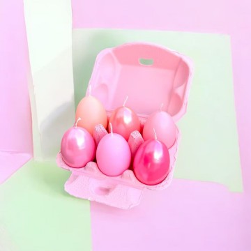 Set de 6 bougies œufs teintées à la main - Pink Stories