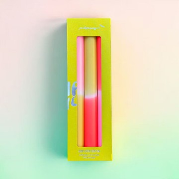 Ensemble de 3 bougies coniques colorées à la main - Pink Stories