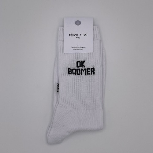 Félicie Aussi - Chaussettes Blanches Ok Boomer Félicie Aussi - Chaussettes Blanches Ok Boomer