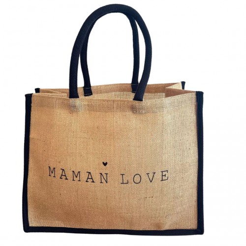 Marcel & Lily - Sac cabas en jute naturelle - Maman love - taille L Marcel & Lily - Sac cabas en jute naturelle - Maman love - taille L