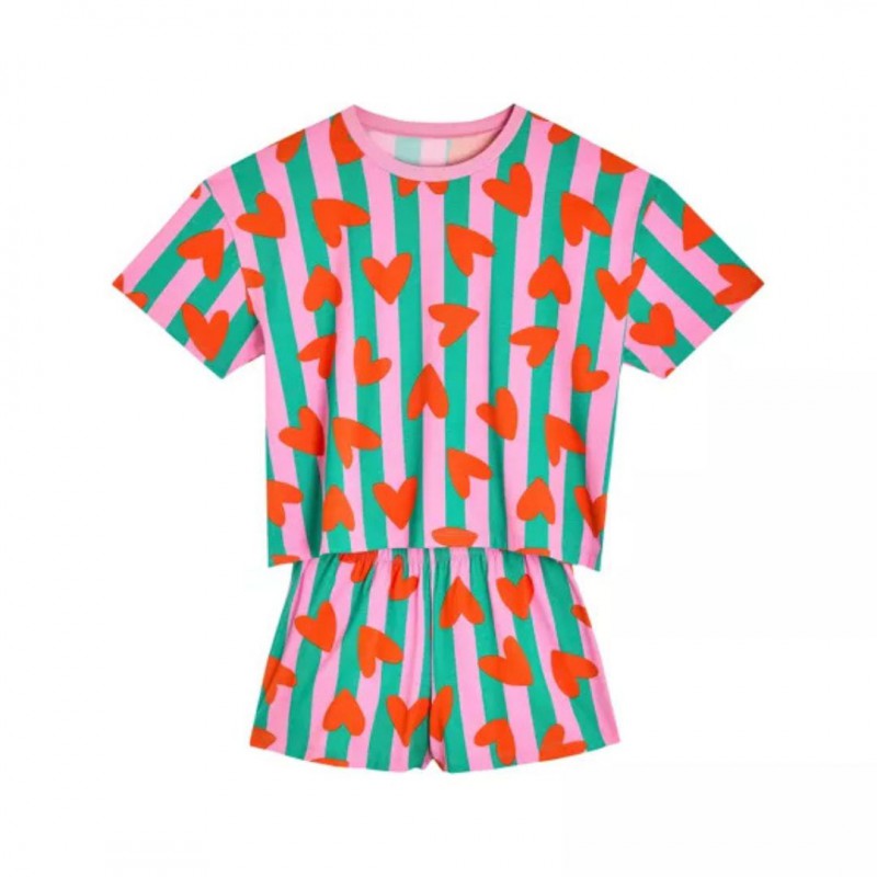Pyjama Coton Bio - Coeurs Rayures - We Are Jolies Voir la slide Pyjama Coton Bio - Coeurs Rayures - We Are Jolies
