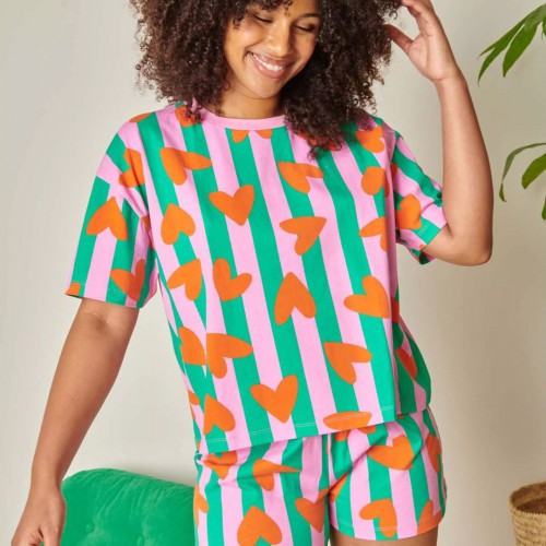 Pyjama Coton Bio - Coeurs Rayures - We Are Jolies Pyjama Coton Bio - Coeurs Rayures - We Are Jolies