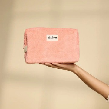 Hindbag - Trousse Léon Éponge Rose Corail en coton bio