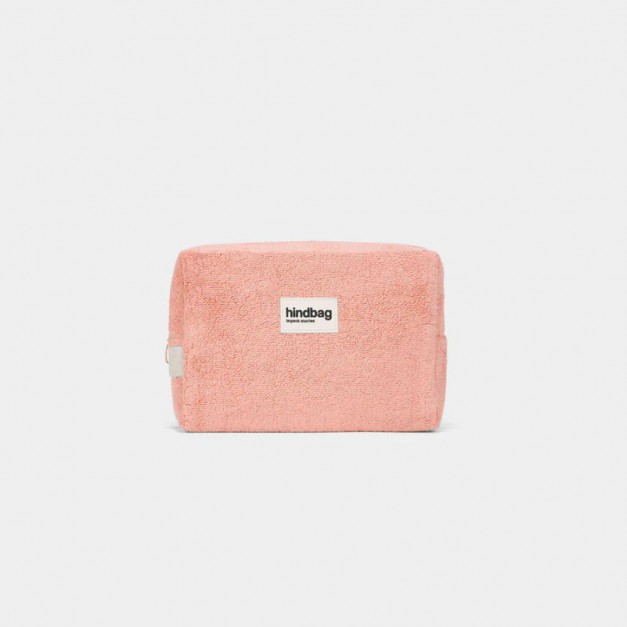 Hindbag - Trousse Léon Éponge Rose Corail en coton bio