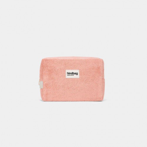 Hindbag - Trousse Léon Éponge Rose Corail en coton bio