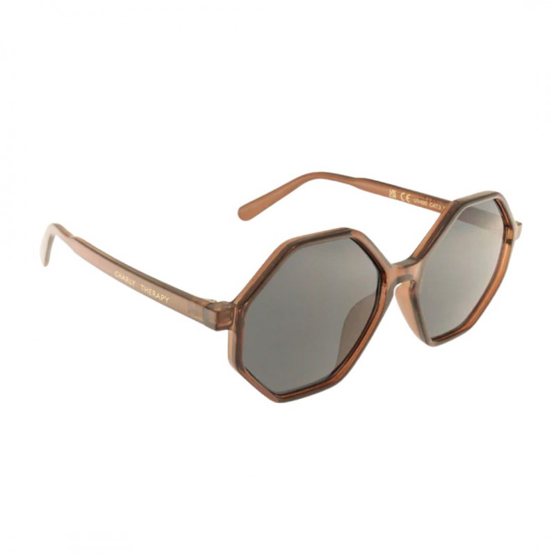 Charly Therapy - Lunettes solaires hexagonales monture recyclée - Frida marron Voir la slide Charly Therapy - Lunettes solaires hexagonales monture recyclée - Frida marron