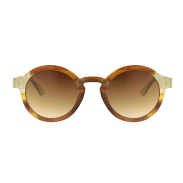 Charly Therapy - Lunettes solaires couleur beige caramel à monture ronde recyclée - Belmont luma