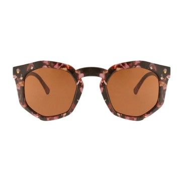 Charly Therapy - Lunettes solaires brunes à monture hexagonale recyclée - Audrey spring