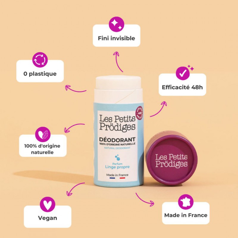 Déodorant naturel linge propre - Les Petits Prödiges sans aluminium Voir la slide Déodorant naturel linge propre - Les Petits Prödiges sans aluminium