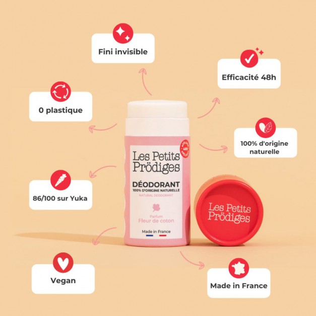 Déodorant naturel fleur de coton - Les Petits Prödiges sans aluminium